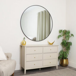 Melody Maison Extra Large Round Black Wall Mirror 120Cm X 120Cm (1.2M X 1.2M) - thumbnail 3
