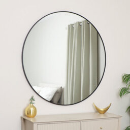 Melody Maison Extra Large Round Black Wall Mirror 120Cm X 120Cm (1.2M X 1.2M) - thumbnail 4