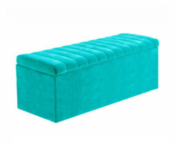 Safar 6Ft Ottoman Storage Box - Teal Plush Velvet - thumbnail 4