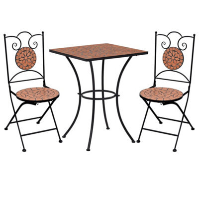 Berkfield 3 Piece Mosaic Bistro Set Ceramic Tile Terracotta - image 1
