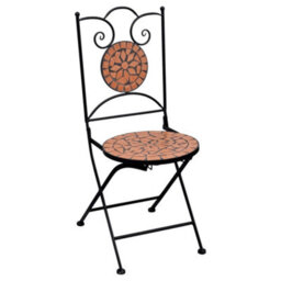 Berkfield 3 Piece Mosaic Bistro Set Ceramic Tile Terracotta - thumbnail 3