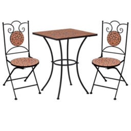 Berkfield 3 Piece Mosaic Bistro Set Ceramic Tile Terracotta