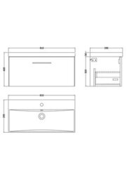 Balterley  Contemporary Bathroom Wall Hung 1-Drawer Vanity & Basin, Bleached Oak, 800mm - thumbnail 2