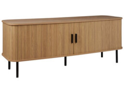 Wyld And Coco 70-Inch Tv Stand With Sliding Doors, Light Brown Legs, Retro Matt Finish - thumbnail 3