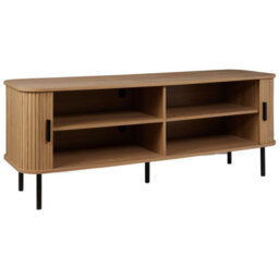 Wyld And Coco 70-Inch Tv Stand With Sliding Doors, Light Brown Legs, Retro Matt Finish - thumbnail 5