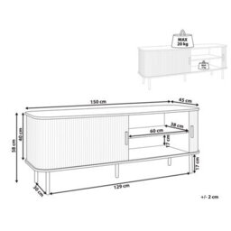 Wyld And Coco 70-Inch Tv Stand With Sliding Doors, Light Brown Legs, Retro Matt Finish - thumbnail 4