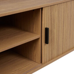 Wyld And Coco 70-Inch Tv Stand With Sliding Doors, Light Brown Legs, Retro Matt Finish - thumbnail 7