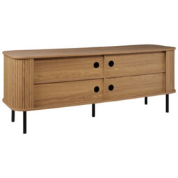 Wyld And Coco 70-Inch Tv Stand With Sliding Doors, Light Brown Legs, Retro Matt Finish - thumbnail 6