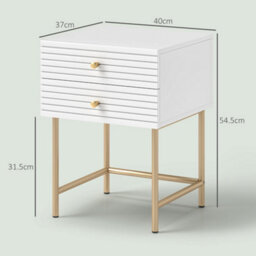 Homcom Bedside Tables Set Of 2 With 2 Drawers For Bedroom, White - thumbnail 3