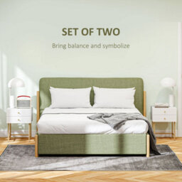 Homcom Bedside Tables Set Of 2 With 2 Drawers For Bedroom, White - thumbnail 4