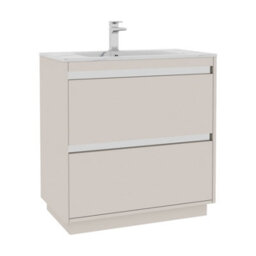 Royal Bathrooms Orion 800mm Warm Taupe 2 Drawer Floor Standing Bathroom Vanity Unit With Carrara White Basin & Chrome Accent Trim - thumbnail 7