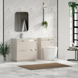 Royal Bathrooms Orion 800mm Warm Taupe 2 Drawer Floor Standing Bathroom Vanity Unit With Carrara White Basin & Chrome Accent Trim - thumbnail 3