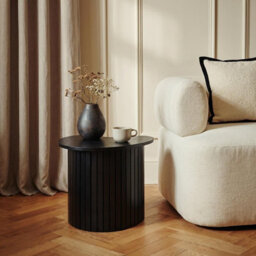 Ohs Madison Irregular Oval Ribbed Side Table Corner End Tables - Black