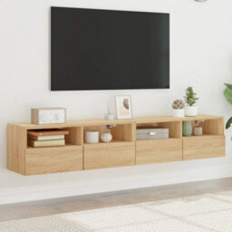 Walplus Tv Wall Cabinets 2 Pcs Sonoma Oak 80X30X30 Cm Engineered Wood - thumbnail 1