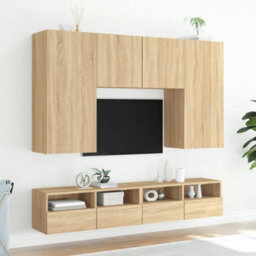 Walplus Tv Wall Cabinets 2 Pcs Sonoma Oak 80X30X30 Cm Engineered Wood - thumbnail 4