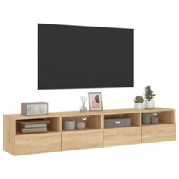 Walplus Tv Wall Cabinets 2 Pcs Sonoma Oak 80X30X30 Cm Engineered Wood - thumbnail 5