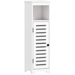 Wyld Haus Nanova Compact Bathroom Floor Storage Cabinet With Louvered Door And Adjustable Shelf, White, 22 X 20 X 75 Cm