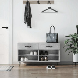 Berkfield Shoe Bench Concrete Grey 102X35X55 Cm Engineered Wood - thumbnail 1