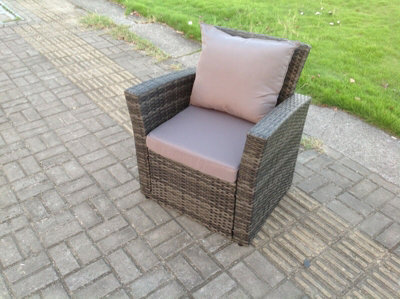 Fimous High Back Rattan Arm Chair Patio Outdoor Garden Furniture With Cushion - image 1