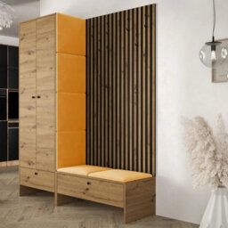 Hallway Anteroom Balma Iii With Flexible Layout Options In Artisan Black With Yellow Panels