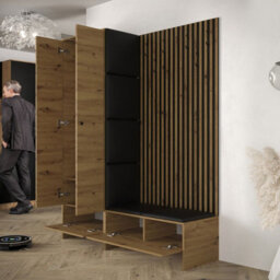 Hallway Anteroom Balma Iii With Flexible Layout Options In Artisan Black With Yellow Panels - thumbnail 2