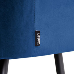 Wyld And Coco Noble Navy Velvet Bar Chair Set Of 2 With Armrests And Cut-Out Backrest - Matt Black Legs - thumbnail 9