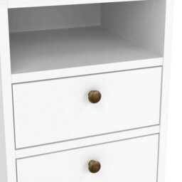 Wyld Haus Osaka Farmhouse White Wooden Bedside Table - 2 Drawers And 1 Open Shelf - thumbnail 8