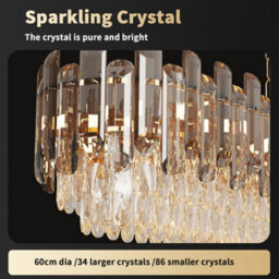 Vrygle 60Cm Crystal Ceiling Light Fixture Led Chandelier Pendant Lamp Living Room Lobby Lounge - thumbnail 6