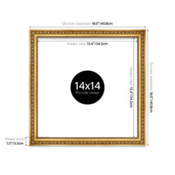 14X14 Gold Ornate Picture Frame (35.6 X 35.6Cm) Poster, Photo, Artwork, Gallery Wall Or Print - thumbnail 2