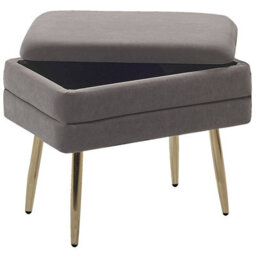 Beliani Upholstered Storage Bench Odessa Velvet Grey - thumbnail 4