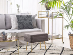 Beliani Upholstered Storage Bench Odessa Velvet Grey - thumbnail 2
