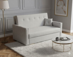 Viva Sonic Iii Sofa Bed For Living Room Particle Board With Storage Box Wooden Legs 153X100X85Cm Light Grey - thumbnail 1