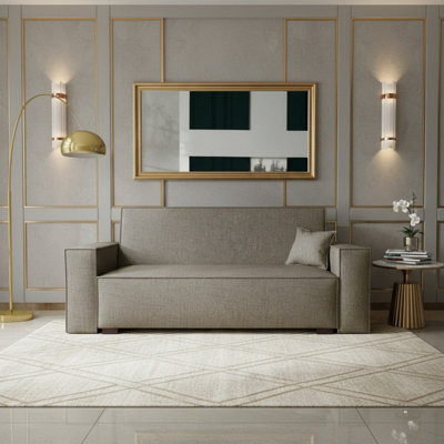 Viva Vox Iv Upholstered Sofa Bed For Living Room With Sleeping Function Storage Box Wooden Legs 192X88X102Cm Beige - image 1
