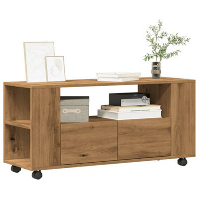 Berkfield Tv Cabinet With Wheels Artisan Oak 102X34.5X43 Cm Engineered Wood - image 1