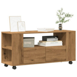 Berkfield Tv Cabinet With Wheels Artisan Oak 102X34.5X43 Cm Engineered Wood - thumbnail 1