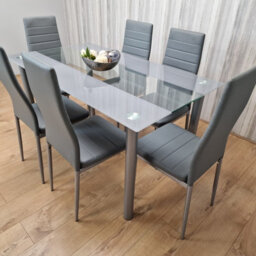 Kosy Koala Grey Kitchen Dining Table Set And 6 Chairs Dining Room Furniture - thumbnail 3