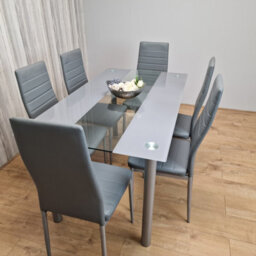 Kosy Koala Grey Kitchen Dining Table Set And 6 Chairs Dining Room Furniture - thumbnail 4
