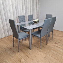 Kosy Koala Grey Kitchen Dining Table Set And 6 Chairs Dining Room Furniture