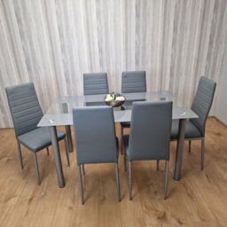 Kosy Koala Grey Kitchen Dining Table Set And 6 Chairs Dining Room Furniture - thumbnail 6