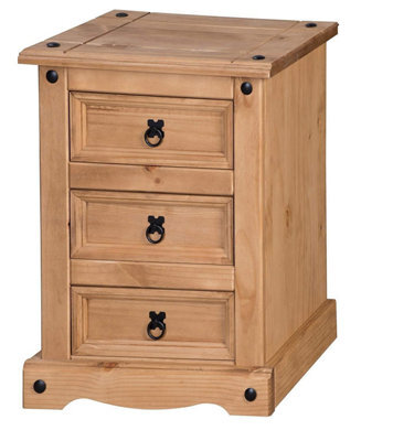 Bedside Cabinet 3 Drawer Chest Medium Table Mexican Pine Furniture - image 1