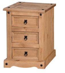 Bedside Cabinet 3 Drawer Chest Medium Table Mexican Pine Furniture - thumbnail 1