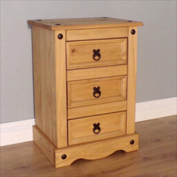 Bedside Cabinet 3 Drawer Chest Medium Table Mexican Pine Furniture - thumbnail 3