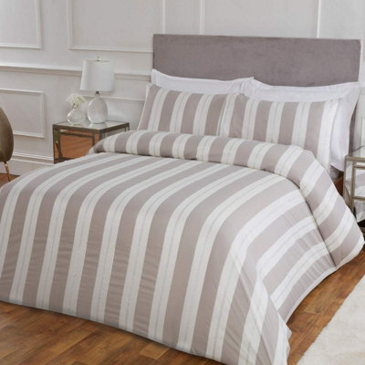 Smart Living Luxury Hotel Quality Lurex Stripe Jacquard Duvet Cover With Pillowcases - image 1