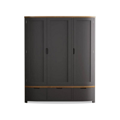 Furniture 48 Brahms Oak And Charcoal Painted Triple Wardrobe