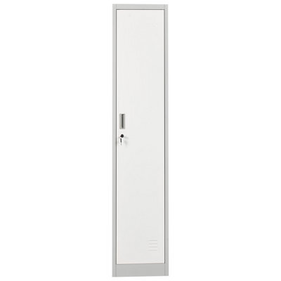 Wyld And Coco Aurora Storage Locker White And Grey Metal Cabinet With Lockable Doors, 185Cm High - image 1