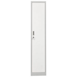 Wyld And Coco Aurora Storage Locker White And Grey Metal Cabinet With Lockable Doors, 185Cm High - thumbnail 1