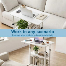 3 Tier Rolling Computer Desk Laptop Table Height Adjustable Study Table 60X40Cm - thumbnail 5