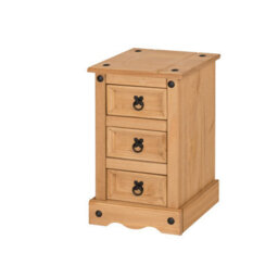 Mercers Furniture Corona Narrow 3 Drawer Bedside Cabinet Table Solid Wood Pine With Mexican Styling Wooden - thumbnail 4