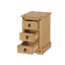 Mercers Furniture Corona Narrow 3 Drawer Bedside Cabinet Table Solid Wood Pine With Mexican Styling Wooden - thumbnail 2