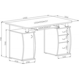 Wicklow Computer Desk With Cabinet And 3 Drawers - Beech - thumbnail 3